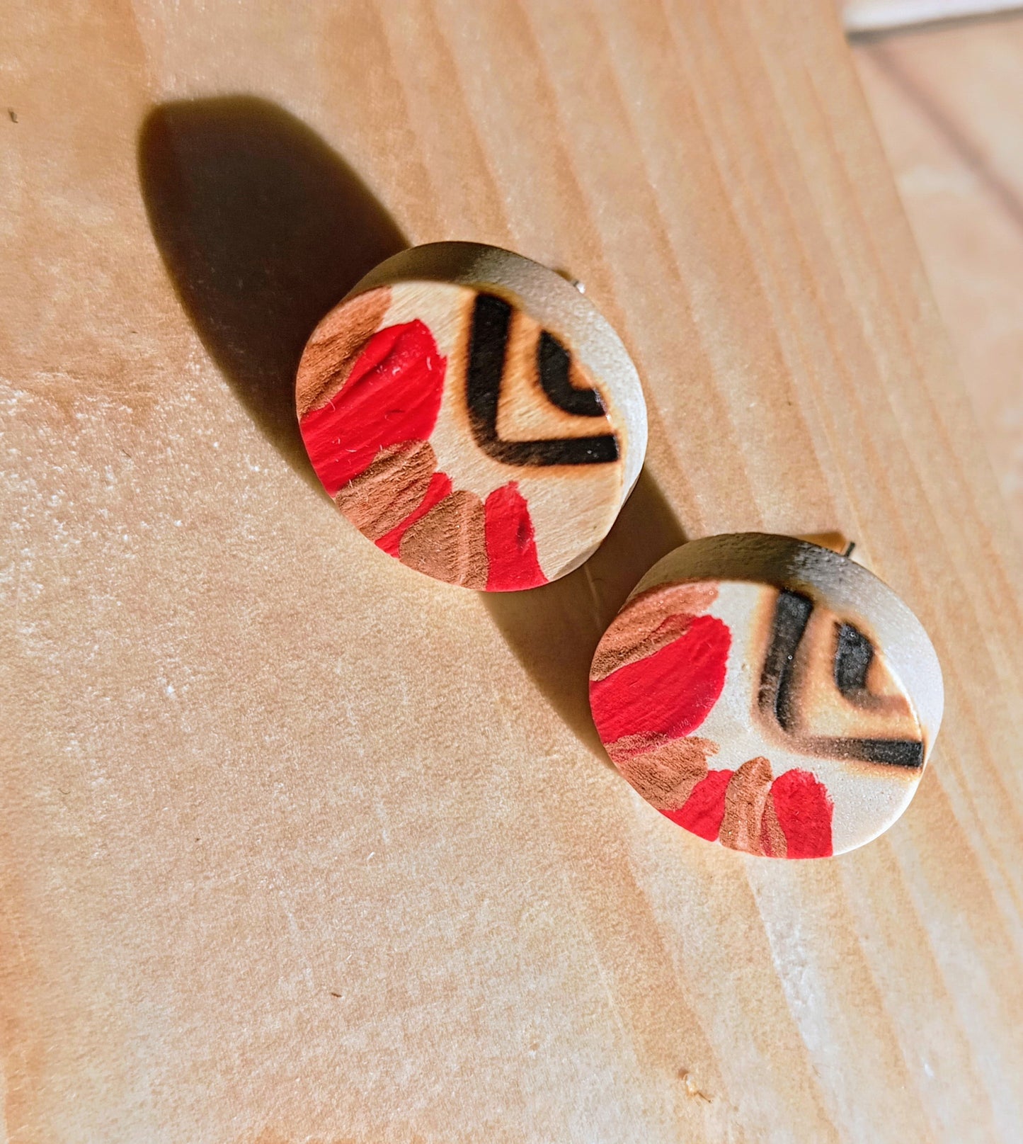 Pendientes madera "FUEGO"