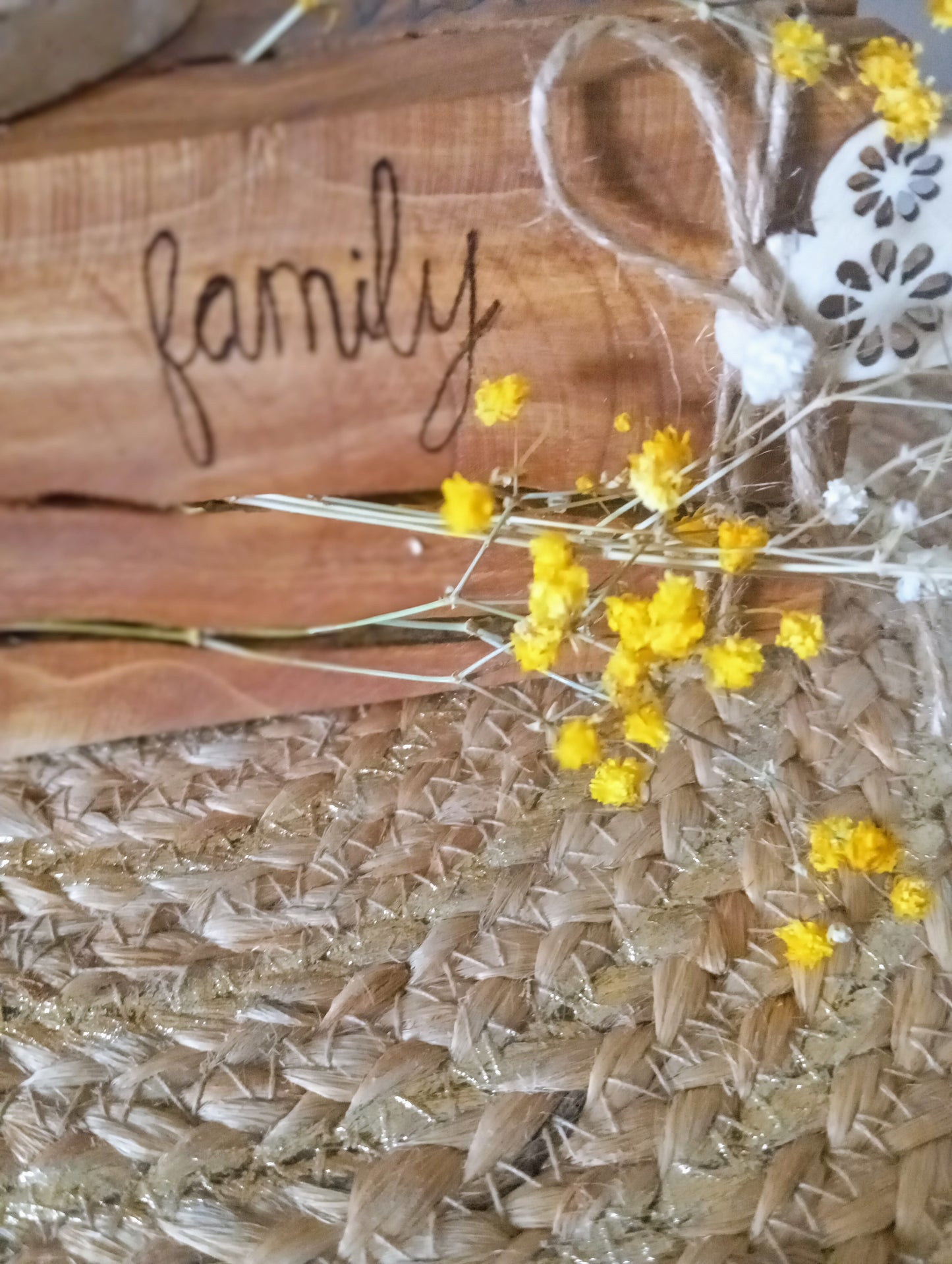Pieza madera olivo,LOVE-HOME-FAMILY con quemador buda