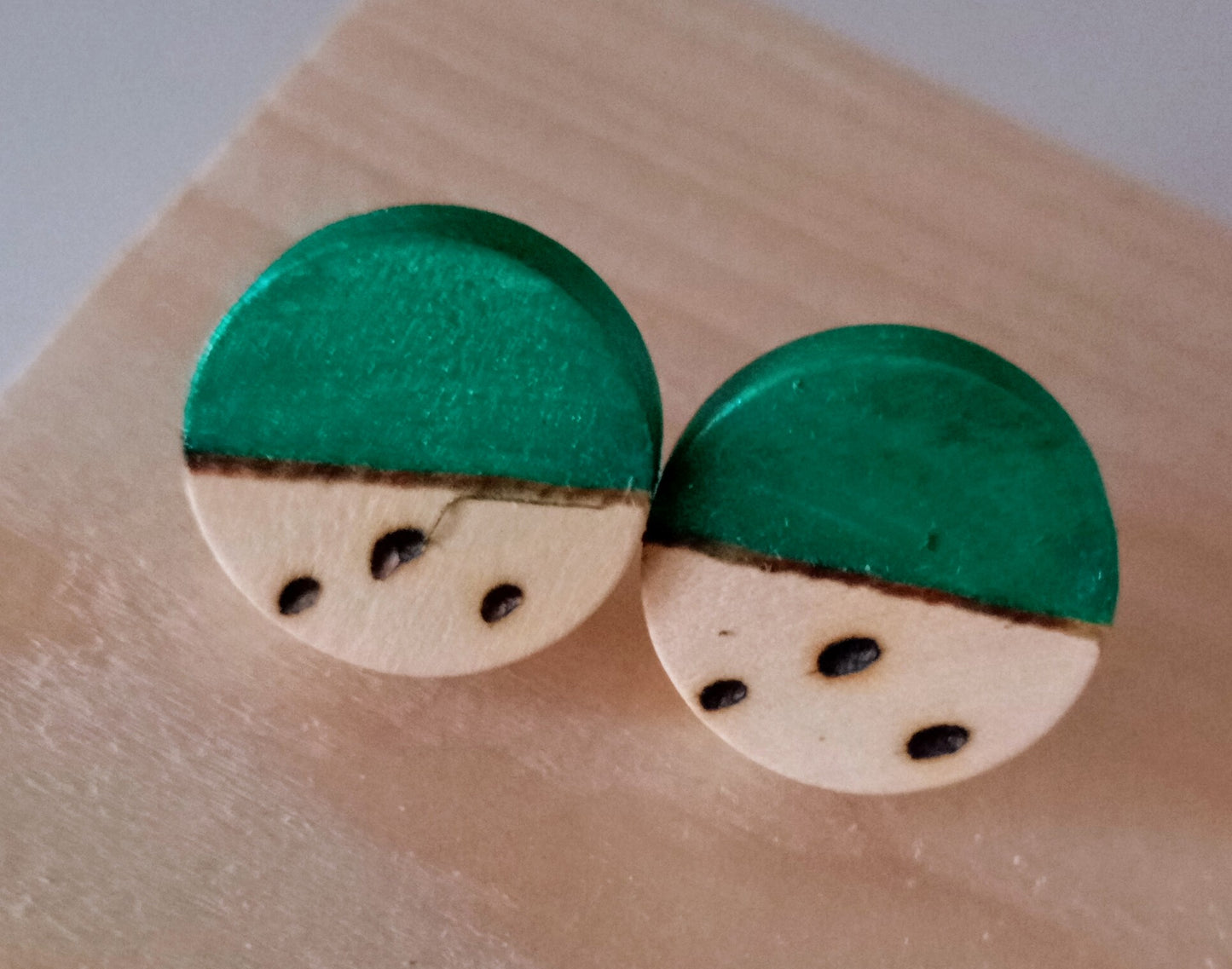 Pendientes madera "MEDIO COLOR"