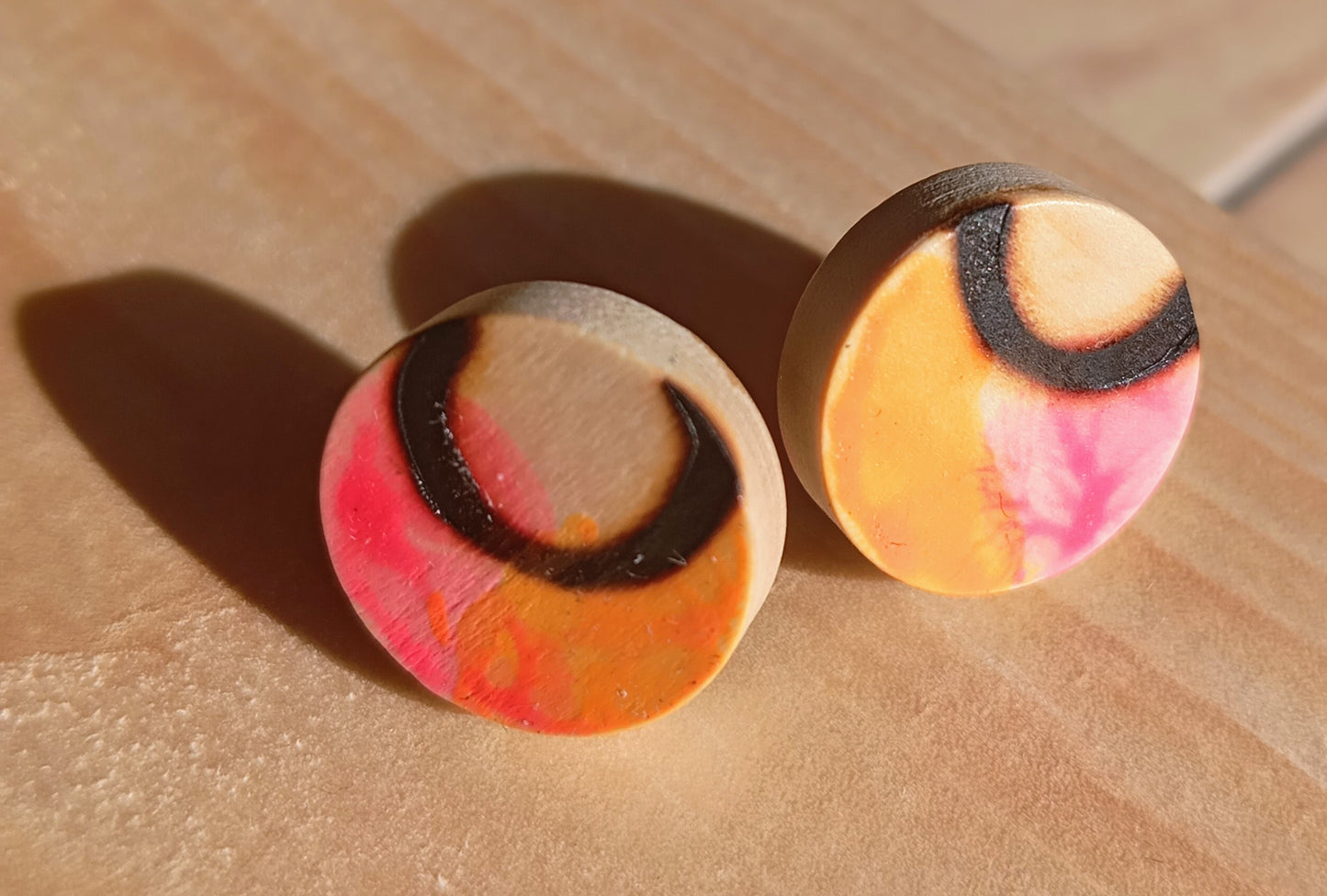 Pendientes madera "MELOCOTÓN"