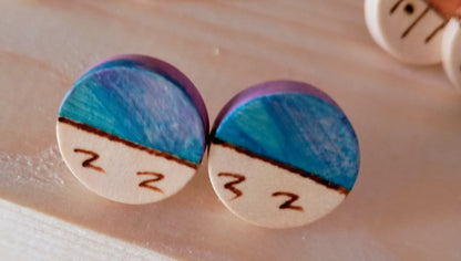 Pendientes madera "MEDIO COLOR"