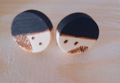 Pendientes madera "MEDIO COLOR"
